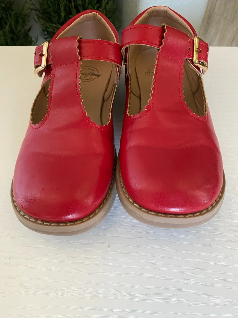 Sweethoneu Red Girls' Mary Jane Shoes with Buckle -